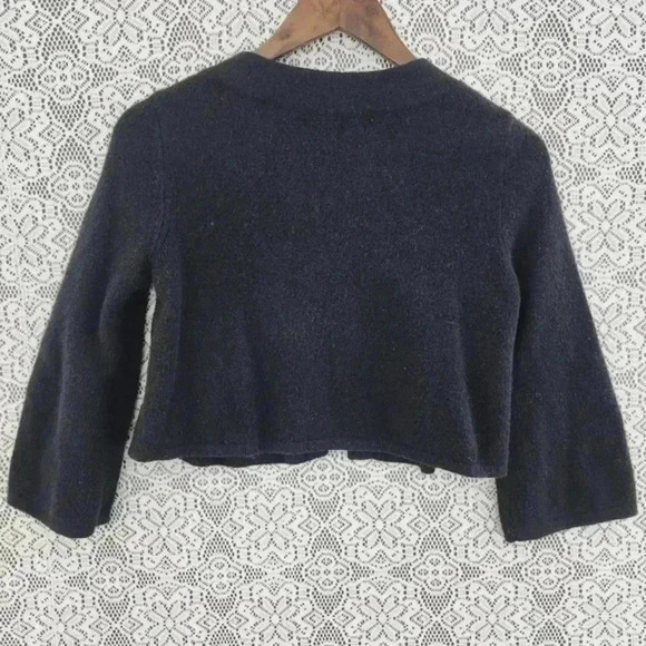 Anthro Sleeping on snow wool angora bell‎ sleeve  black sweater cardigan women's - Picture 2 of 7